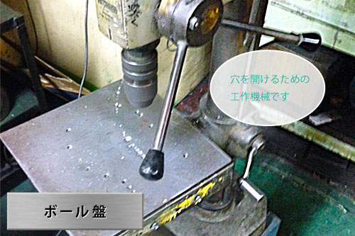 ボール盤：穴を開けるための工作機械です